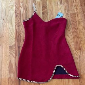 ZARA Dark Red One Shoulder Dress